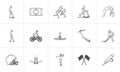 Sports hand drawn outline doodle icon set. Royalty Free Stock Photo