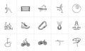 Sports hand drawn outline doodle icon set. Royalty Free Stock Photo