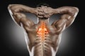 Sports and healthcare. Spine pain. Royalty Free Stock Photo