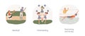 Sports in high school isolated cartoon vector illustration set. Royalty Free Stock Photo