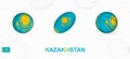 Sports icons for football, rugby and basketball with the flag of Kazakhstan