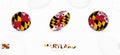 Sports icons for football, rugby and basketball with the flag of Maryland Royalty Free Stock Photo