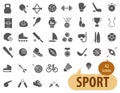 Sports icons set. Flat vector illustration in black on a white background Royalty Free Stock Photo