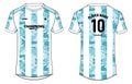 Sports jersey t shirt design concept vector template, Argentina football jersey concept with front and back view for Cricket,