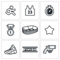 Sports jogging, discipline icons set. Vector Illustration. Royalty Free Stock Photo