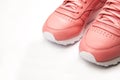 Sports leather sneakers. Free style. Classic. Fashion. Pink Royalty Free Stock Photo