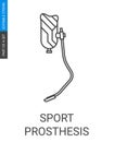 Sports leg prosthesis Icon in Thin Outline style