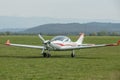 Sports light aircraft, at the exhibition at the Targu-Jiu air show, Romania