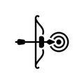 Black solid icon for Archery, longbow and archer