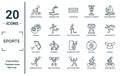 sports linear icon set. includes thin line american football player, pool ball, ball arrow, american football player running with