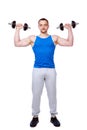 Sports man doing exercises with dumbbells Royalty Free Stock Photo