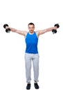 Sports man doing exercises with dumbbells Royalty Free Stock Photo