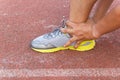 Sports Man Runner with injured ankle while training Royalty Free Stock Photo