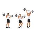 Sports man training shoulder push press and snatch