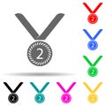 sports medal for second place multi color style icon. Simple glyph, flat vector of sucsess and awards icons for ui and ux, website Royalty Free Stock Photo
