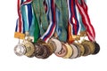 sports medals collection isolated on white