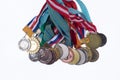 sports medals collection isolated on white