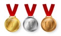 sports medals isolated on white background set Royalty Free Stock Photo