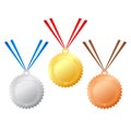 Sports medals gold silver and bronze Royalty Free Stock Photo