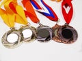 sports medals on a white background close-up