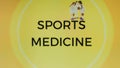 Sports Medicine inscription on yellow background with basketball players illustration. Sports concept