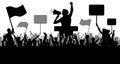 Sports and mob, fans. Demonstration and manifestation and protest, strike and revolution, speaker. Royalty Free Stock Photo