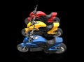 Sports motorcycles - red yellow and blue