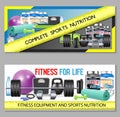 Sports nutrition horizontal banner set Royalty Free Stock Photo