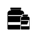 Sports nutrition icon containers packages, fitness protein power. Bodybuilding sport food. Jar or bottle with Royalty Free Stock Photo