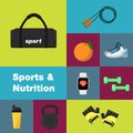 Sports and nutrition icons set