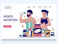 Sports nutrition vector website landing page design template Royalty Free Stock Photo