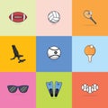 Sports objects collection with coloring vector design. Royalty Free Stock Photo