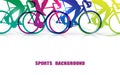 Sports people riding bicycles. Close Up colorful leg and bike graphic Royalty Free Stock Photo