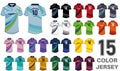 Sports polo collar t-shirt jersey design set vector template, Cricket jersey concept with front and back view for Soccer, Football