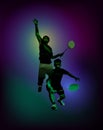 Sports poster with badminton players Royalty Free Stock Photo