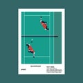 Sports poster with playing badminton background. Vector