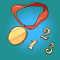 sports prize medal first second and third place 1 2 3 gold silver bronze Royalty Free Stock Photo