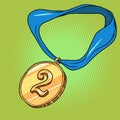 sports prize medal second place 2 silver, participant of the competition Royalty Free Stock Photo
