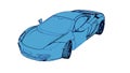 Sports , race car, 3d rendering as cartoon pen, ink style. Front view