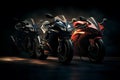 Sports racing motorcycles. Neural network AI generated