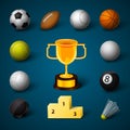 Sports Realistic Icons Set