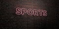 SPORTS -Realistic Neon Sign on Brick Wall background - 3D rendered royalty free stock image Royalty Free Stock Photo