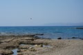 Parasailing on the Mediterranean Sea. Pefkos or Pefki, Rhodes island, Greece