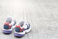 Sports shoes on the floor or street Metaphor Fitness and workout concept exercise Health lifestyle muscle with take care of your Royalty Free Stock Photo