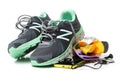 Sports shoes and gym accessorie Royalty Free Stock Photo