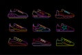 Sports Shoes Neon Vector Icons