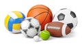 Sports shop logo. Group of balls the team games isolated on white background Royalty Free Stock Photo