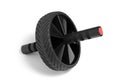 Sports simulator roller for press on white background.