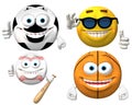 Sports Smiley Faces Isolated