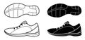 Sports sneaker and sole, running shoes. Active healthy lifestyle. Vector